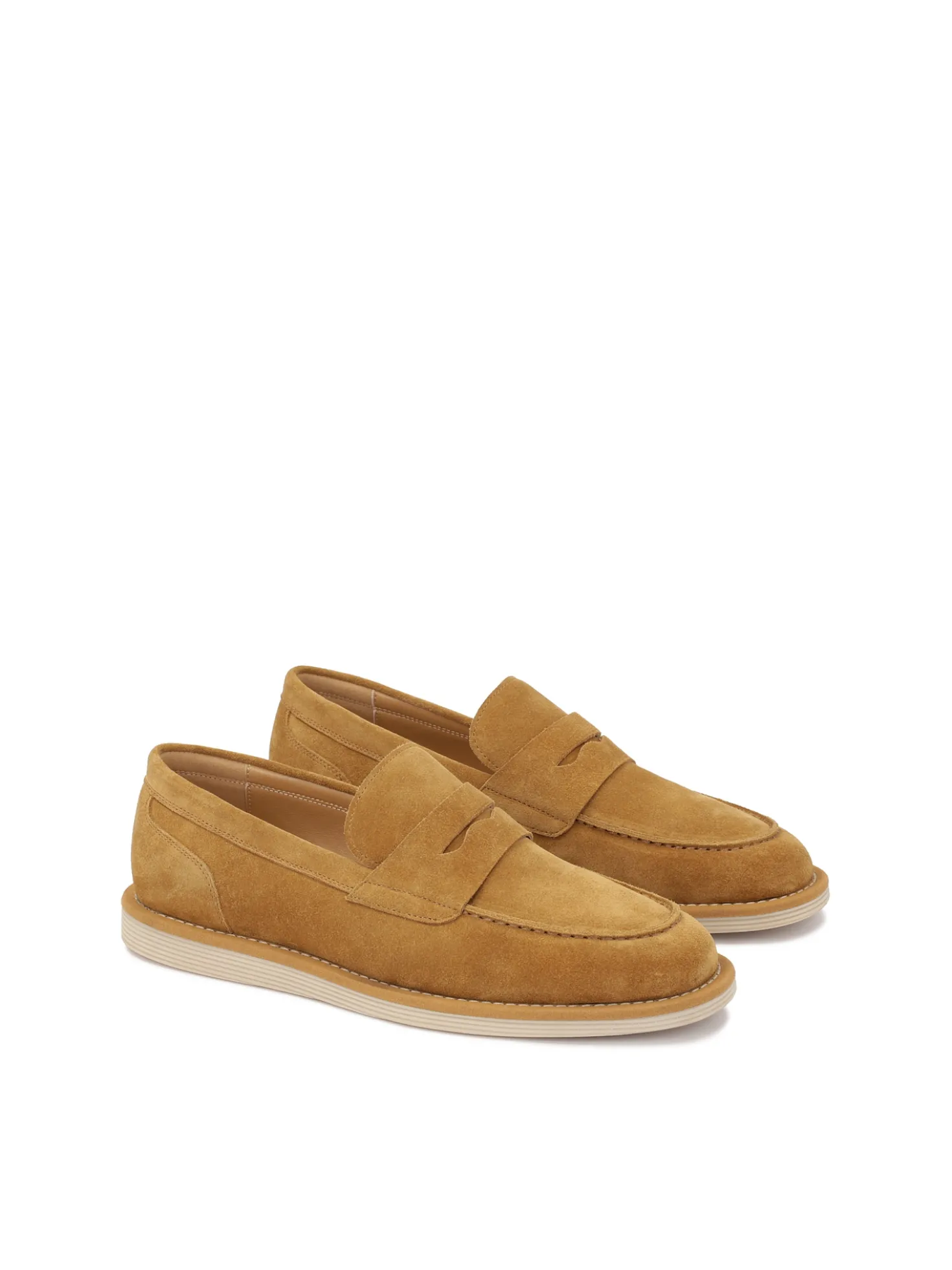 Jasnobrązowe zamszowe półbuty slip-on