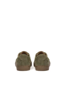 Khaki sneakersy z z dziurkowaną cholewką