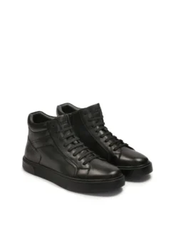 Komfortowe czarne sneakersy męskie z wysoką cholewką