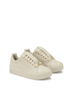 Komfortowe skórzane sneakersy w tłoczony wzór