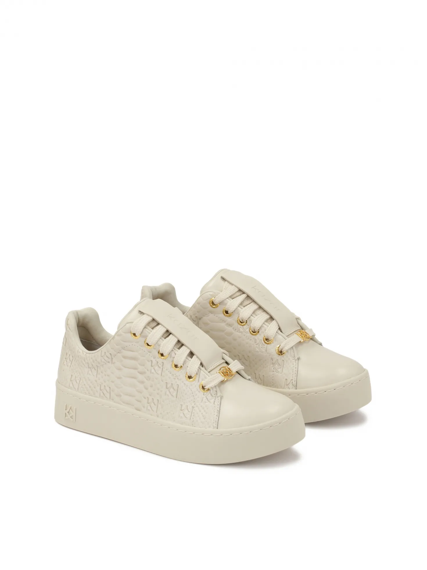 Komfortowe skórzane sneakersy w tłoczony wzór