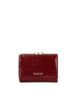 Kompaktowy portfel croco w kolorze bordo
