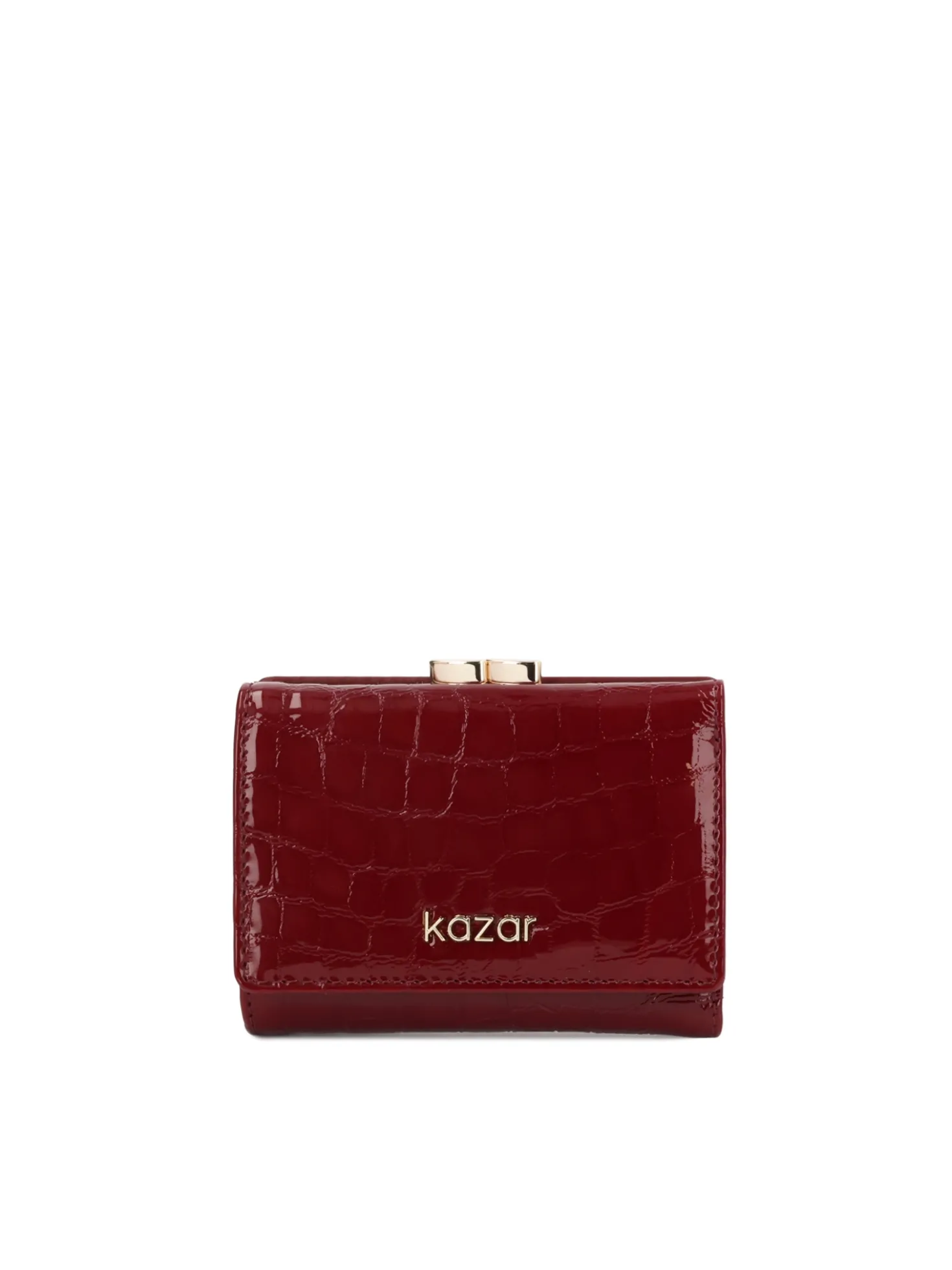 Kompaktowy portfel croco w kolorze bordo