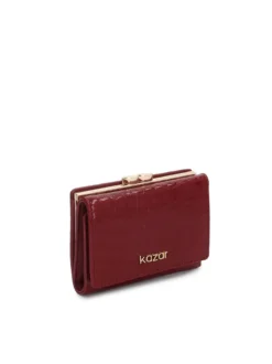 Kompaktowy portfel croco w kolorze bordo