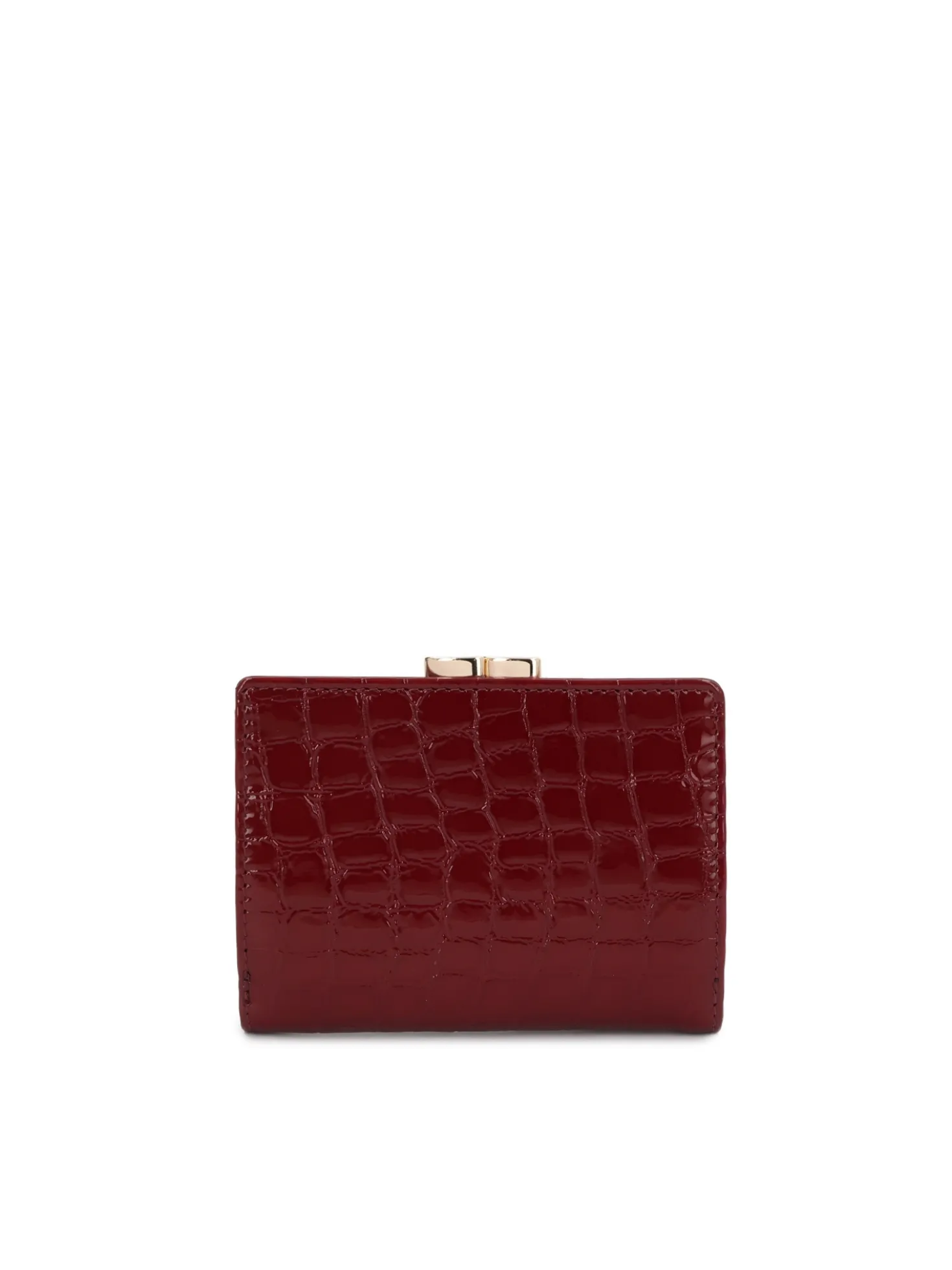 Kompaktowy portfel croco w kolorze bordo