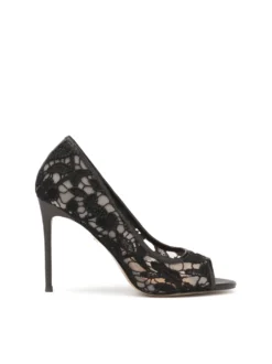 Koronkowe czółenka peep toe