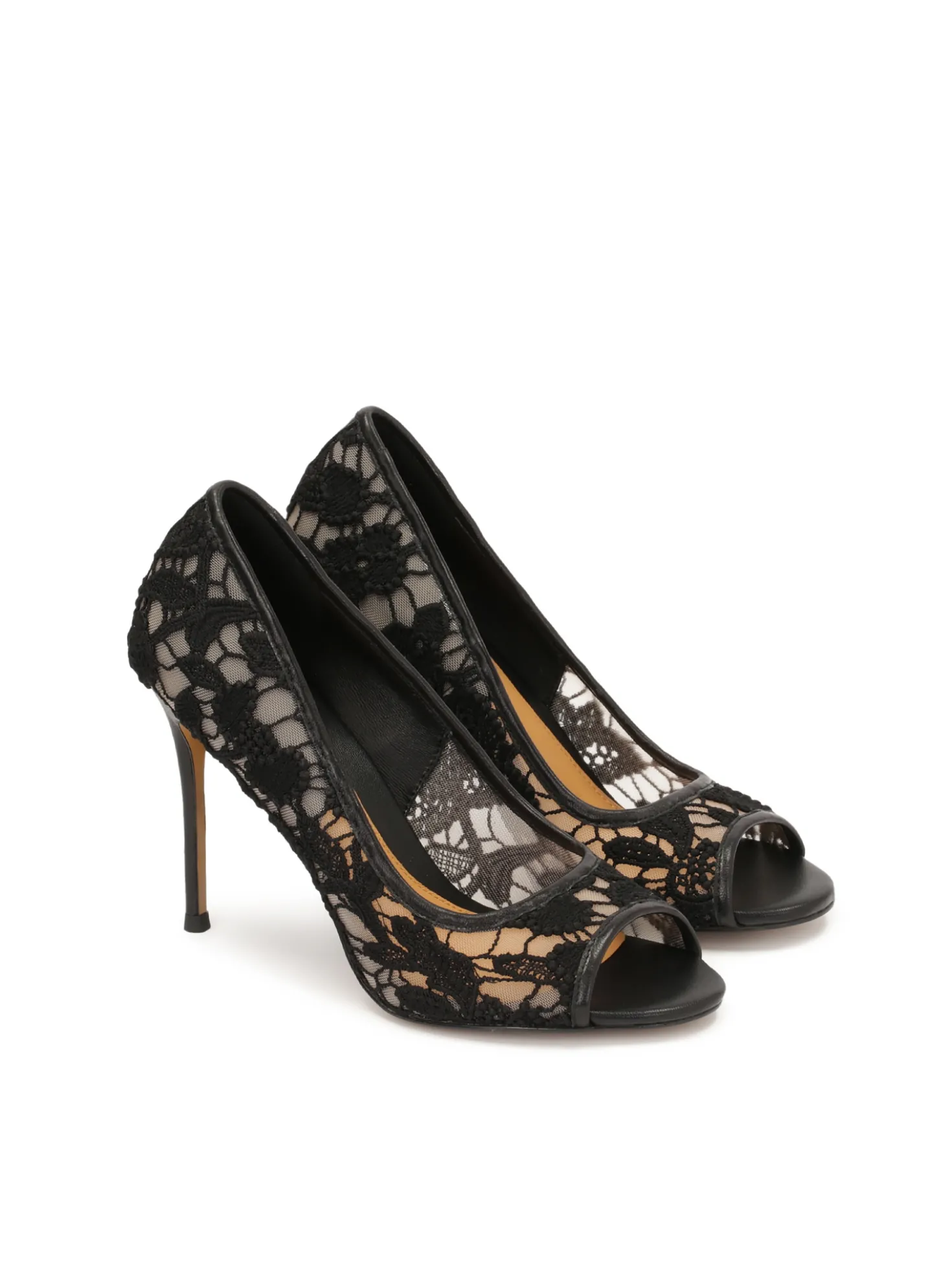 Koronkowe czółenka peep toe