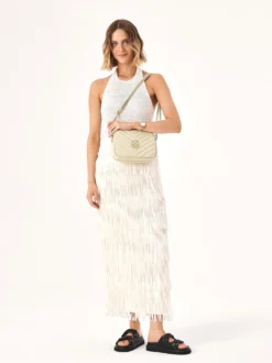 Kremowa torebka crossbody z dużym monogramem KAZAR