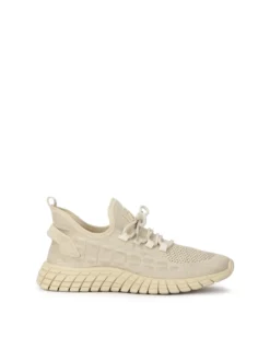 Lekkie beżowe sneakersy męskie z tkaniny