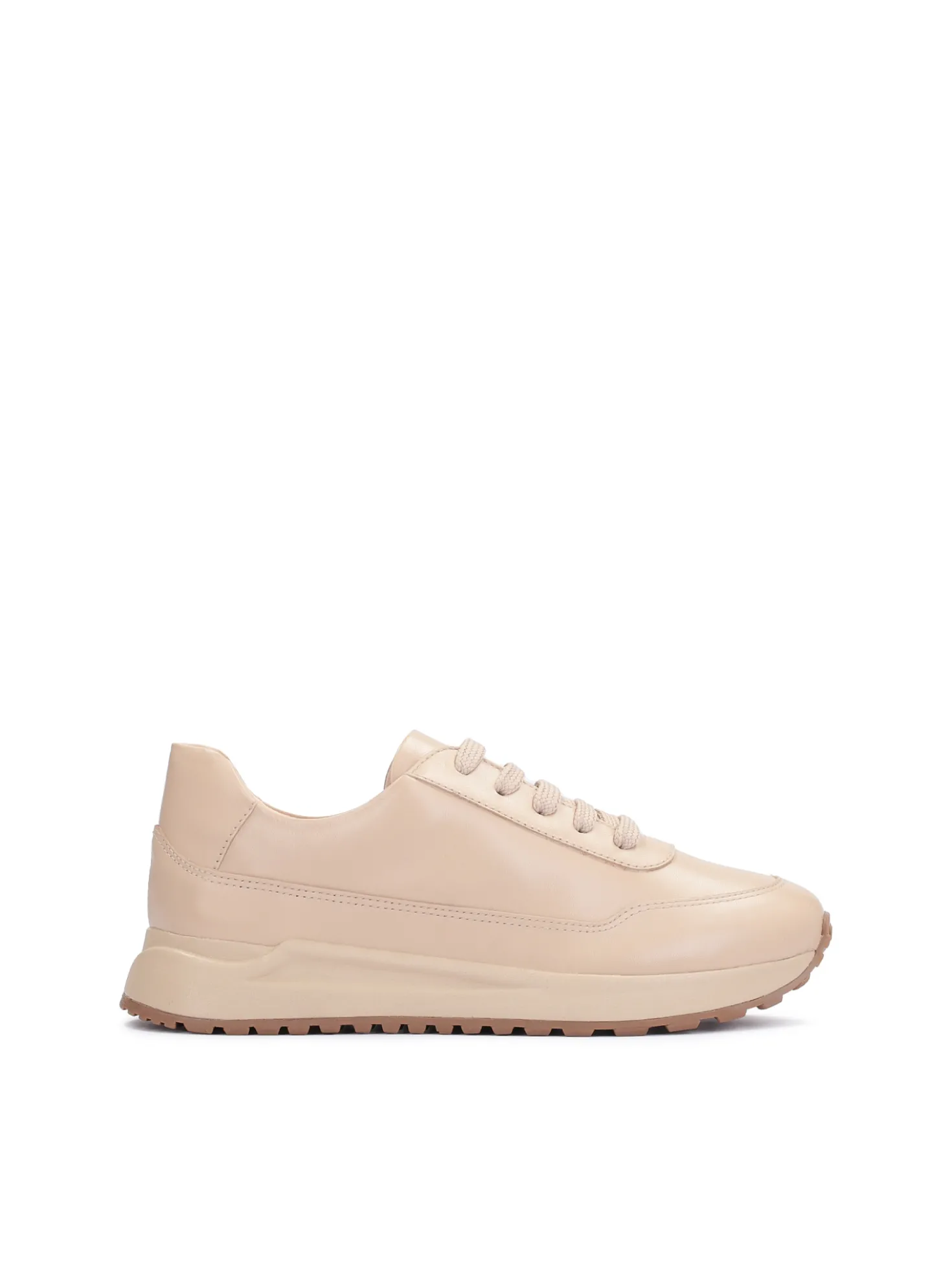 Lekkie sneakersy damskie z beżowej skóry