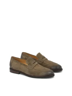 Loafersy z zamszu w kolorze khaki