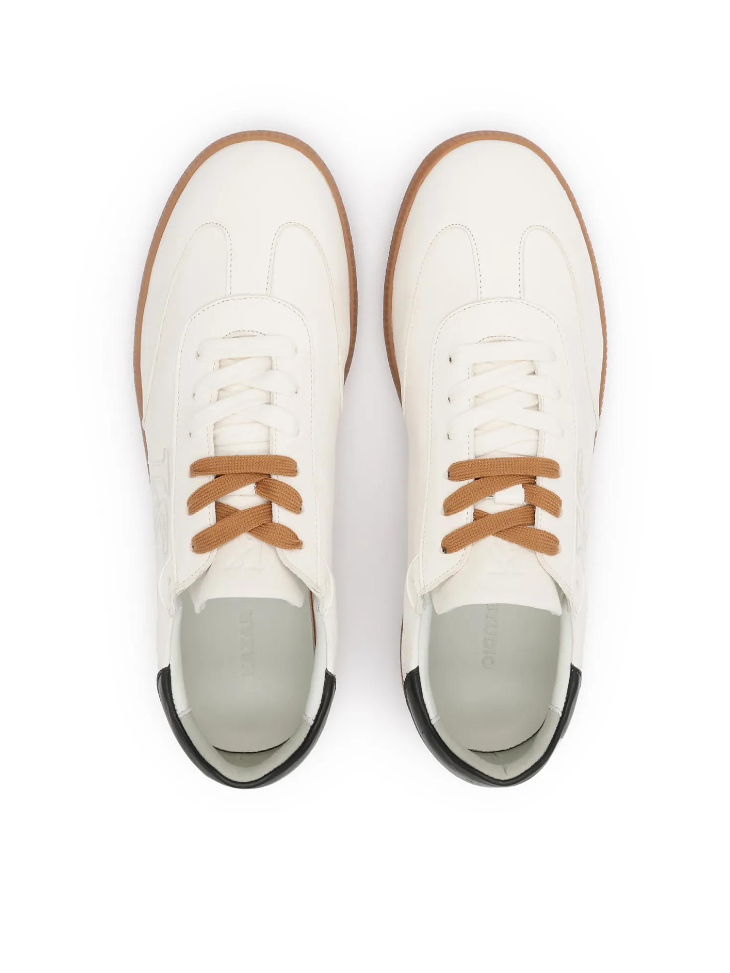Luksusowe sneakersy z białej skóry naturalnej