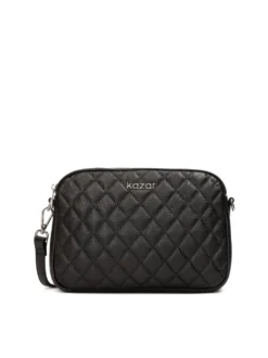 Mała czarna torebka crossbody ze srebrnym okuciem