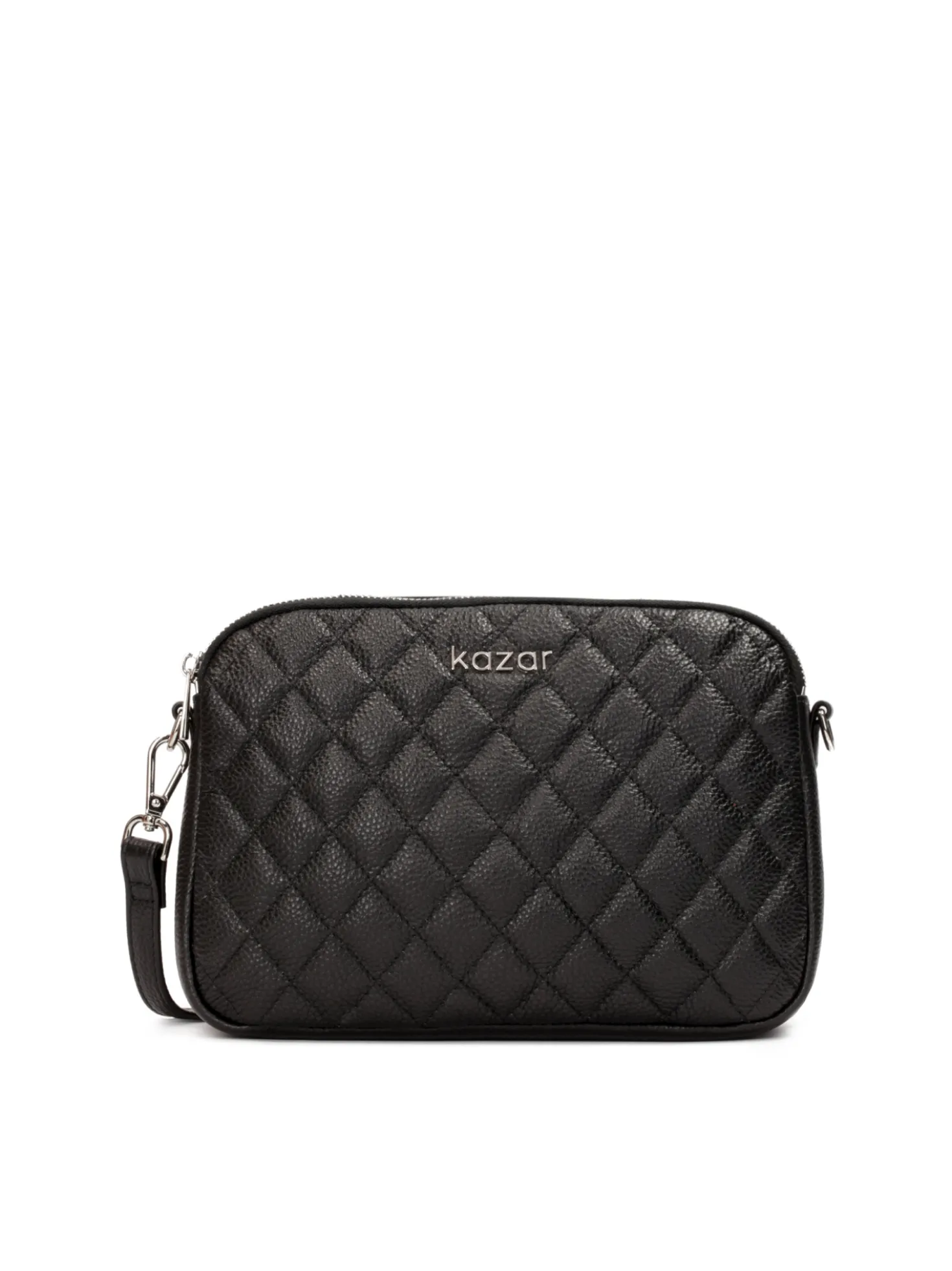 Mała czarna torebka crossbody ze srebrnym okuciem