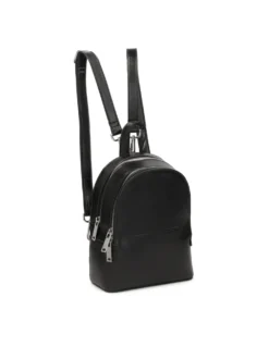 Mały czarny plecak ze sztywnej skóry