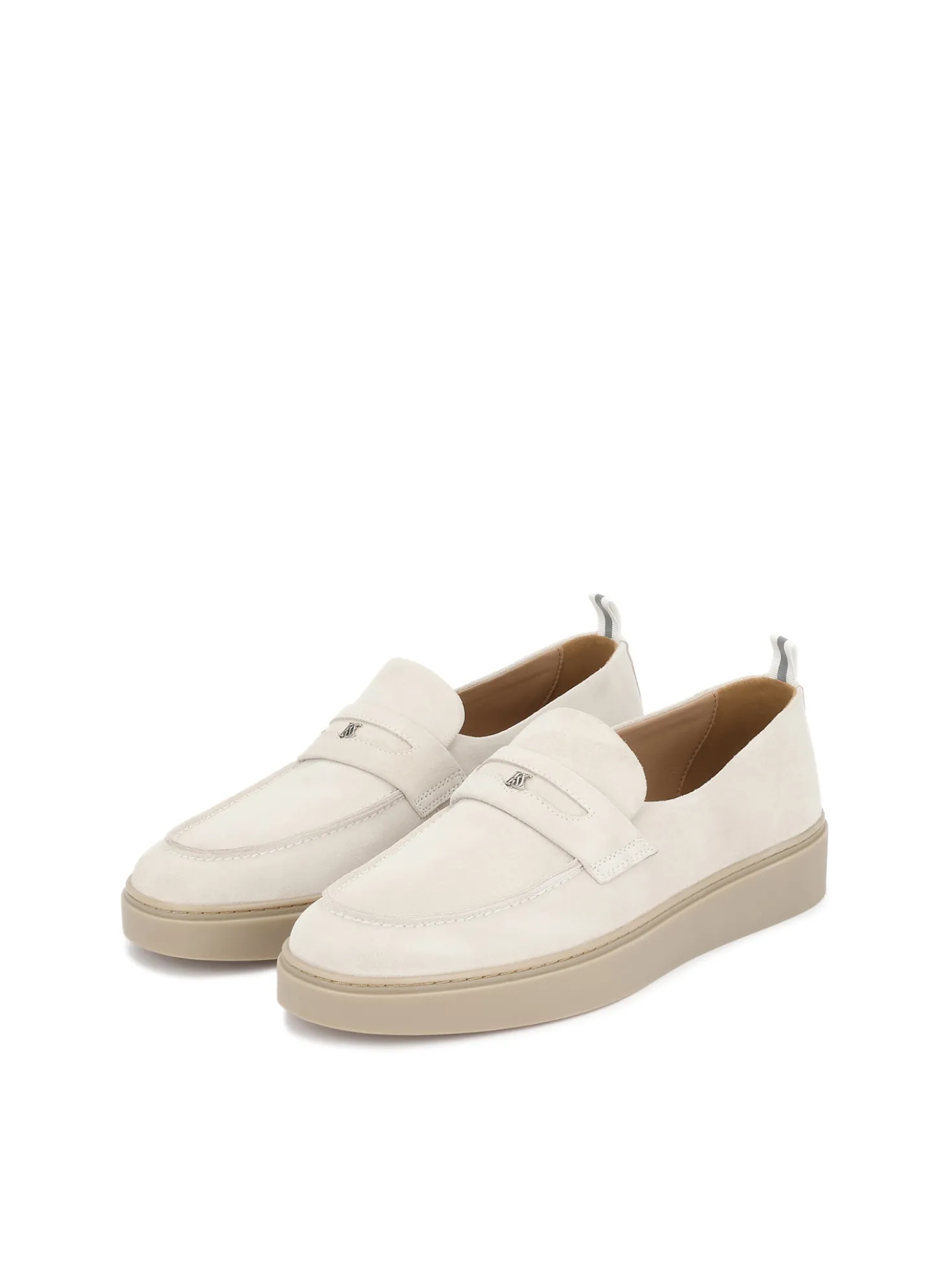 Minimalistyczne loafersy na podeszwie typu sneakers z zamszu