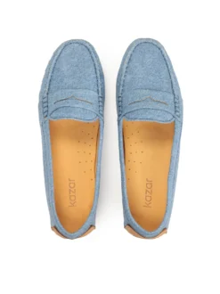 Mokasyny z niebieskiej tkaniny typu denim