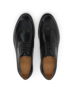 Męskie czarne półbuty brogues ze skóry naturalnej