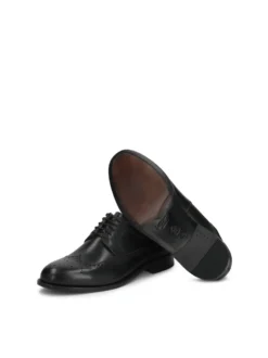 Męskie czarne półbuty brogues ze skóry naturalnej