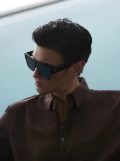Męskie okulary przeciwsłoneczne w stylu retro z brązowymi soczewkami