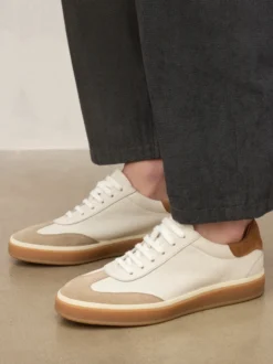 Męskie sneakersy off white ze skóry z zamszowym noskiem