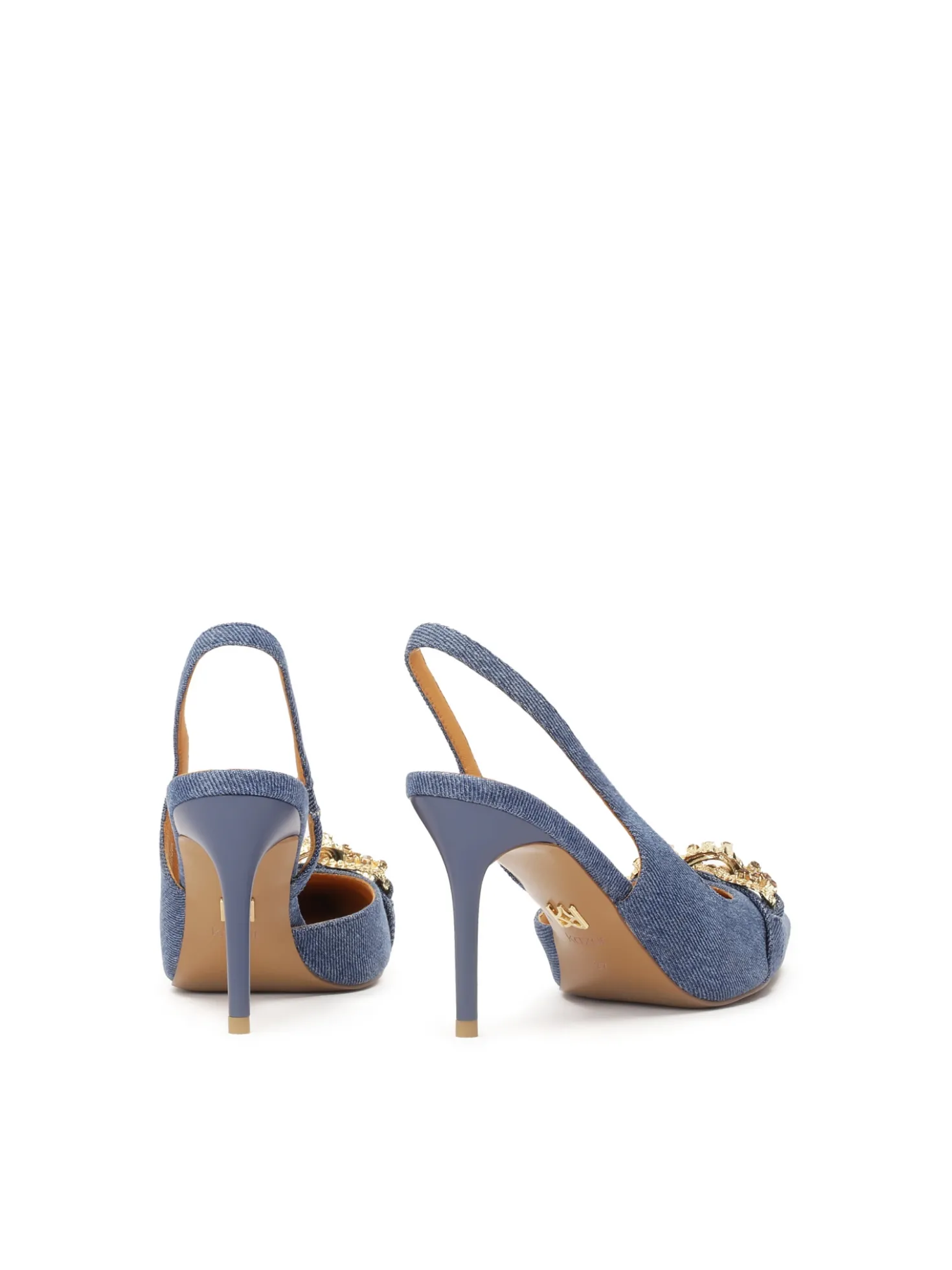 Niebieskie czółenka slingback z tkaniny denim