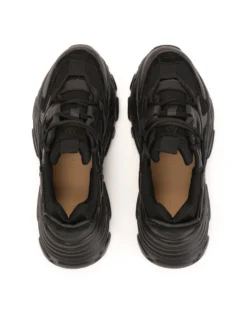 Nowoczesne czarne sneakersy damskie na grubej podeszwie