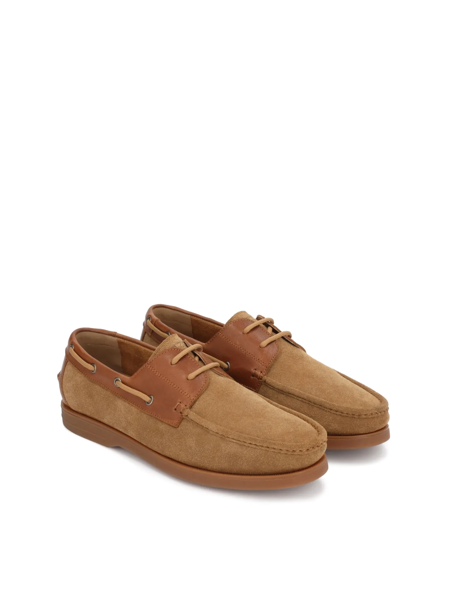 Półbuty typu boat shoes z zamszu i skóry