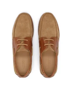 Półbuty typu boat shoes z zamszu i skóry