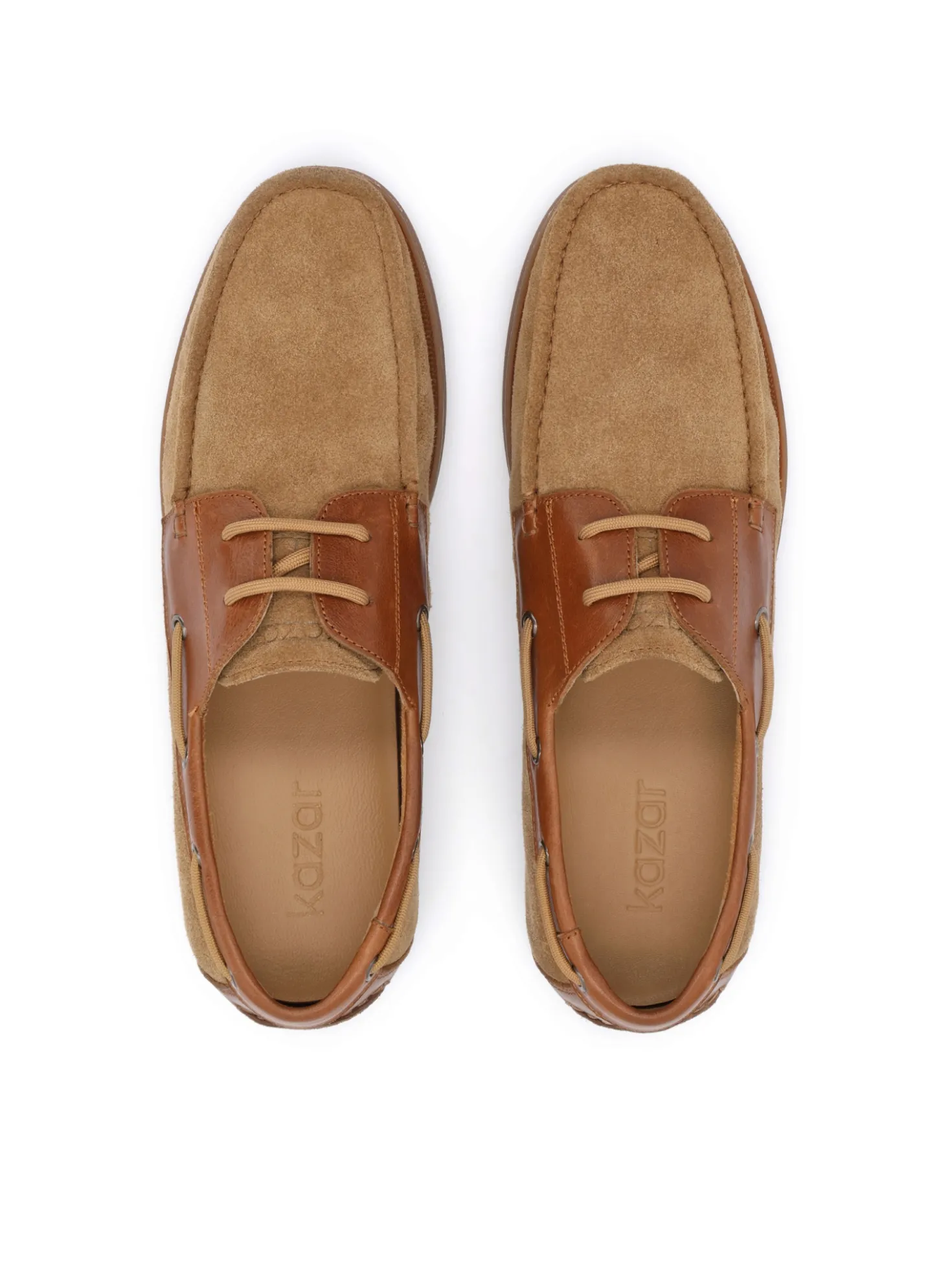 Półbuty typu boat shoes z zamszu i skóry