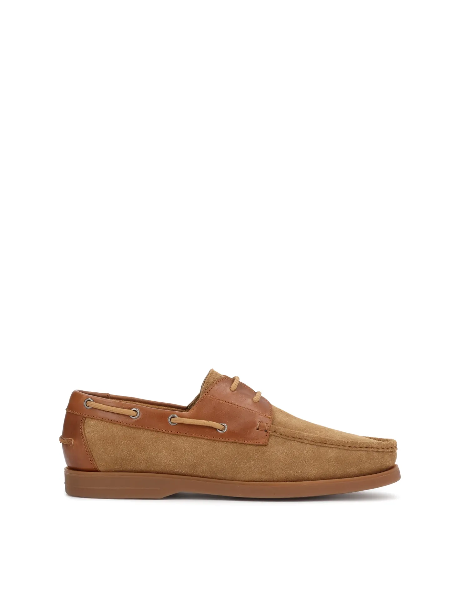 Półbuty typu boat shoes z zamszu i skóry
