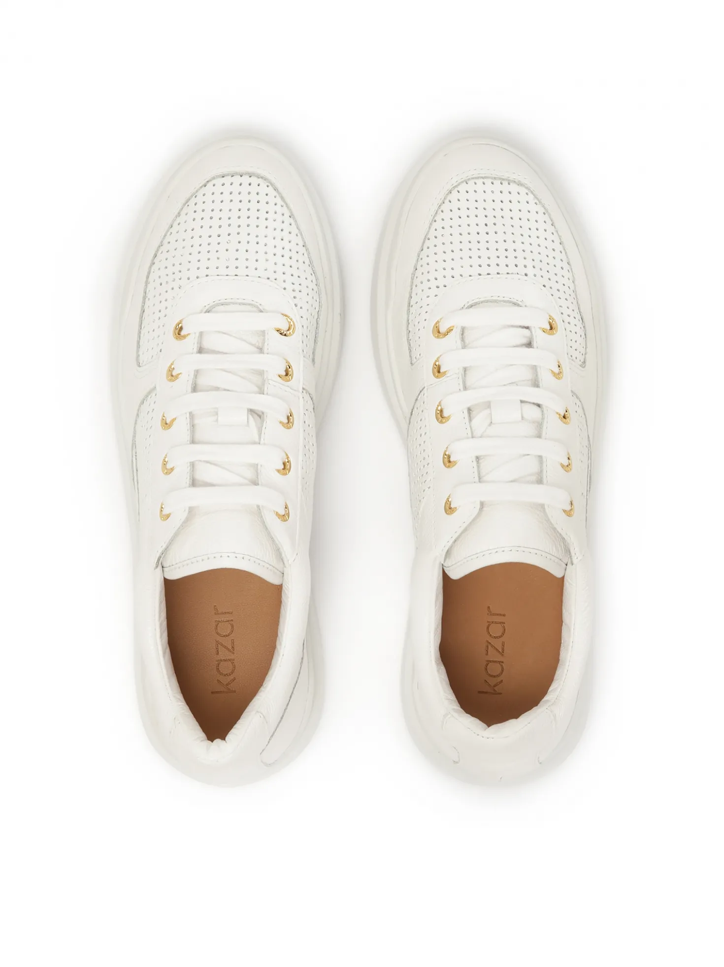 Perforowane białe sneakersy ze skóry