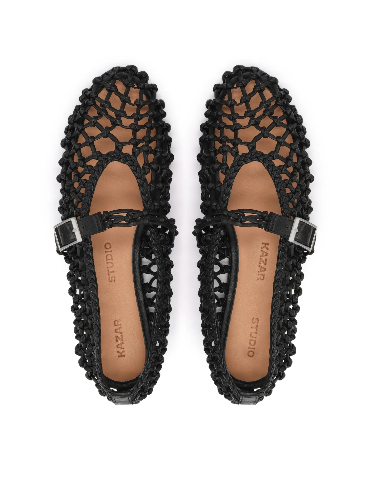 Plecione skórzane baleriny Mary Jane