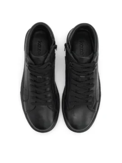 Ponadczasowe wysokie sneakersy z czarnej skóry