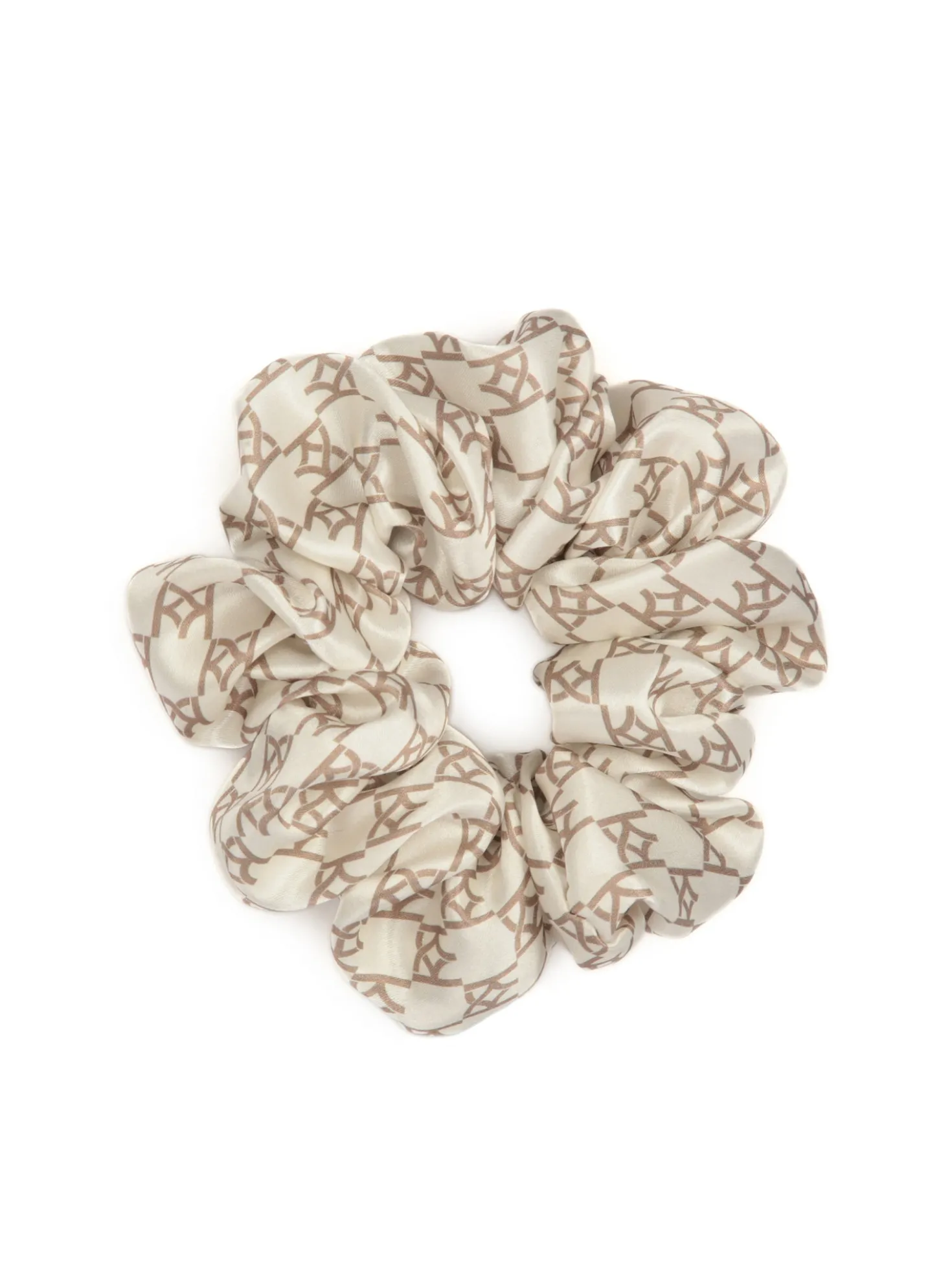Satynowa gumka w brązowe monogramy KAZAR