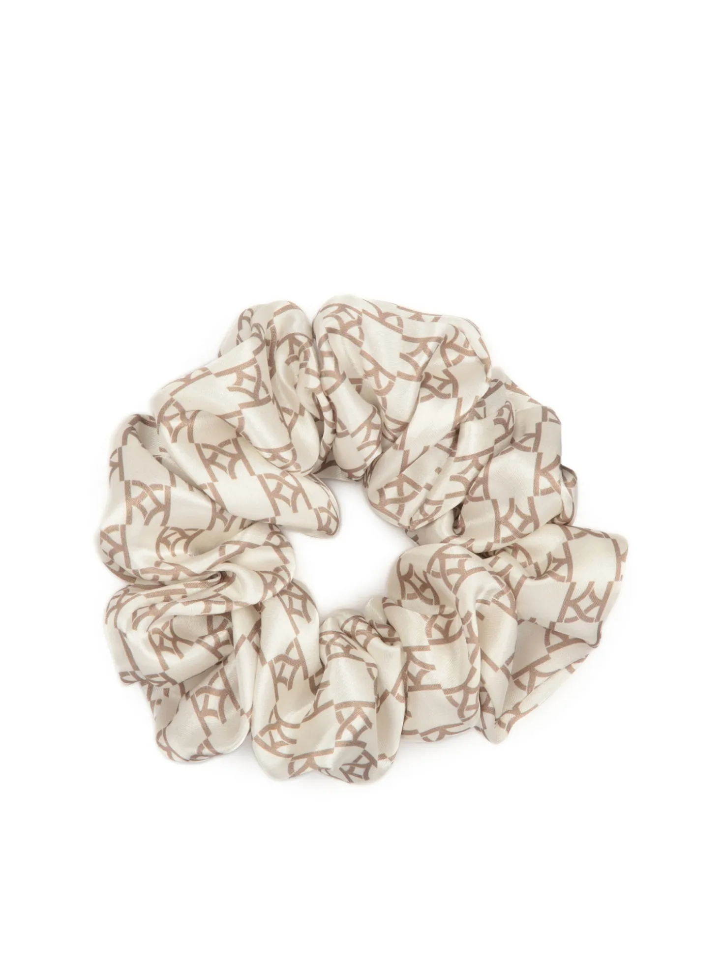 Satynowa gumka w brązowe monogramy KAZAR