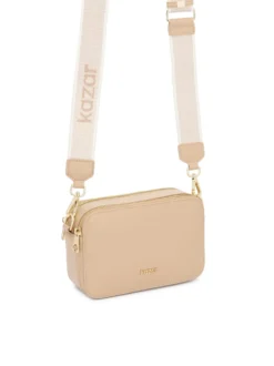 Skórzana torebka crossbody z łańcuszkiem i paskami