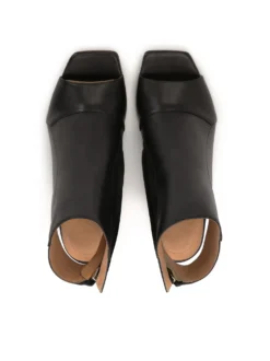 Skórzane botki peep toe z odkrytymi noskami i piętą