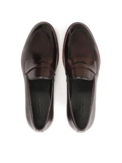 Skórzane brązowe loafersy męskie