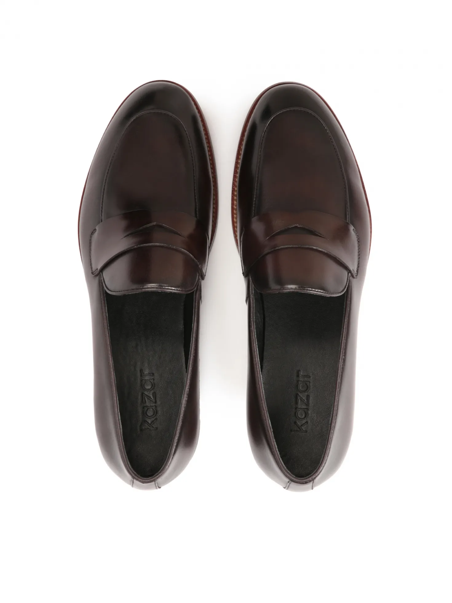 Skórzane brązowe loafersy męskie