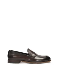 Skórzane brązowe loafersy męskie