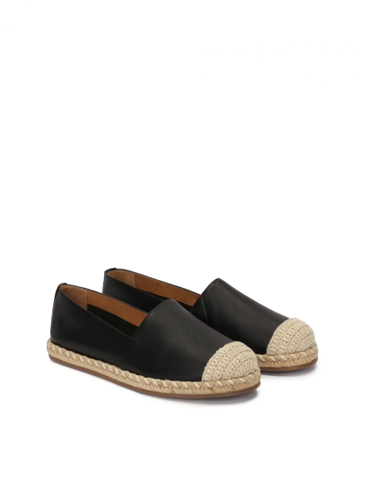 Skórzane czarne espadryle