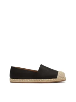Skórzane czarne espadryle