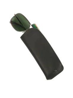 Skórzane czarne etui na okulary i długopis