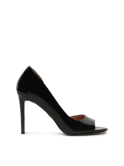 Skórzane czółenka peep toe