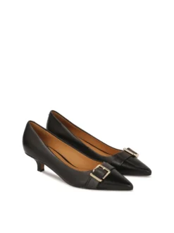 Skórzane czółenka z obcasami typu kitten heel