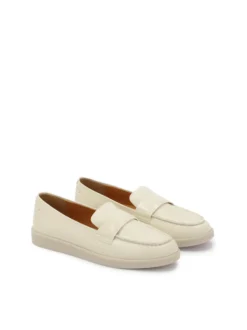 Skórzane kremowe półbuty slip-on