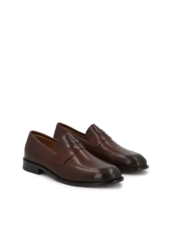 Skórzane loafersy męskie w odcieniu brązu
