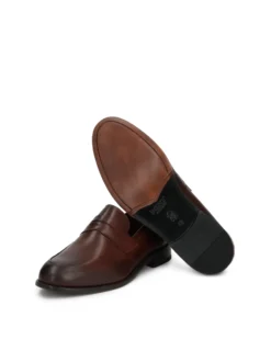 Skórzane loafersy męskie w odcieniu brązu