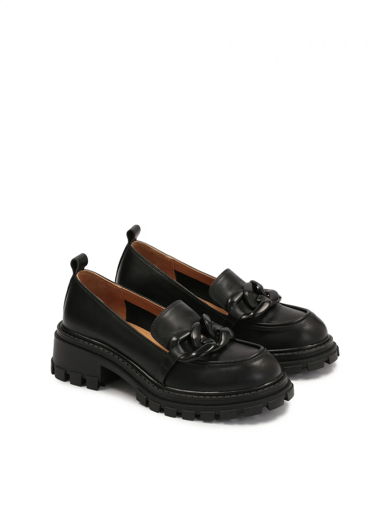 Skórzane półbuty slip on z podeszwą typu track